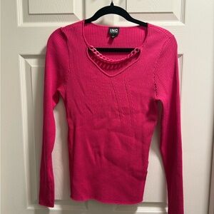INC International Concepts - Hot Pink Ribbed Long-Sleeve Sweater - Size L - NWOT